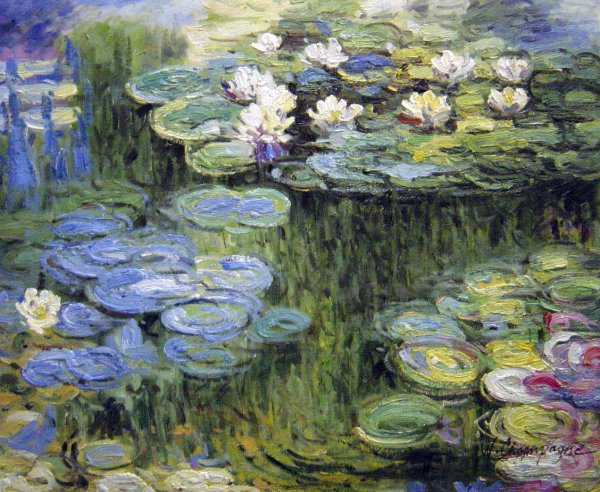 White And Purple Water Lilies. The painting by Claude Monet
