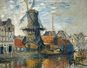 Claude Monet, Windmill, Amsterdam, Painting on canvas