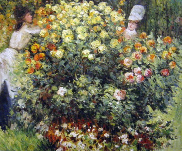 Women In The Flowers. The painting by Claude Monet