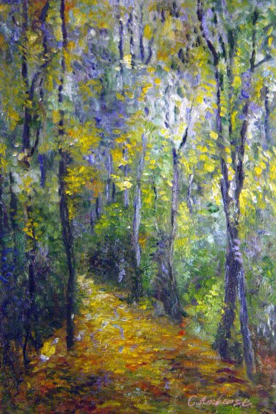Wood Lane. The painting by Claude Monet