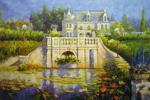 Colin Campbell Cooper, California Water Garden At Redlands, Painting on canvas
