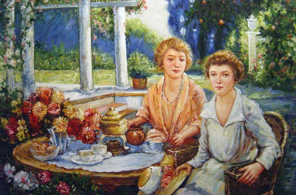 Tea Time. The painting by Colin Campbell Cooper