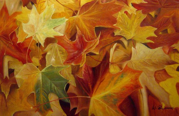 Colorful Autumn Leaves. The painting by Our Originals