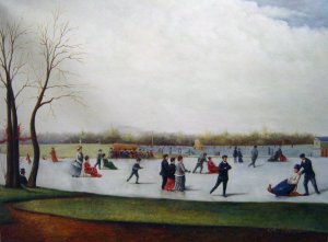 Conrad Wise Chapman, Circle Of Skaters, Bois de Boulogne, Painting on canvas