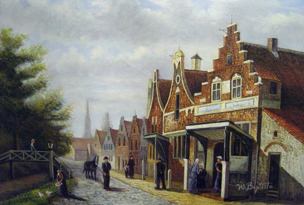 A Summer's View Of Makkum. The painting by Cornelis Springer