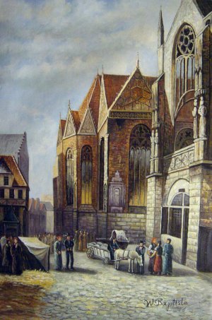 Cornelis Springer, Market Square, Painting on canvas
