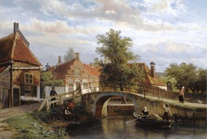Cornelis Springer, The View on the Staal-Everspjp, Enkhuizen, Painting on canvas