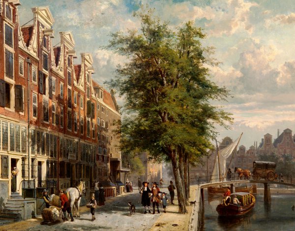 View of the Leyden Canal to the Lord Canal. The painting by Cornelis Springer