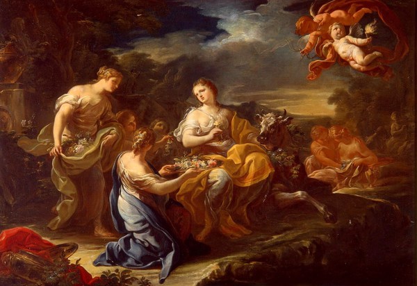 The Rape of Europa. The painting by Corrado Giaquinto