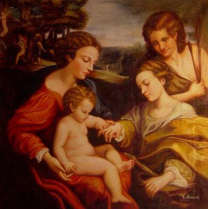 The Mystic Marriage Of St. Catherine, Correggio, Art Paintings