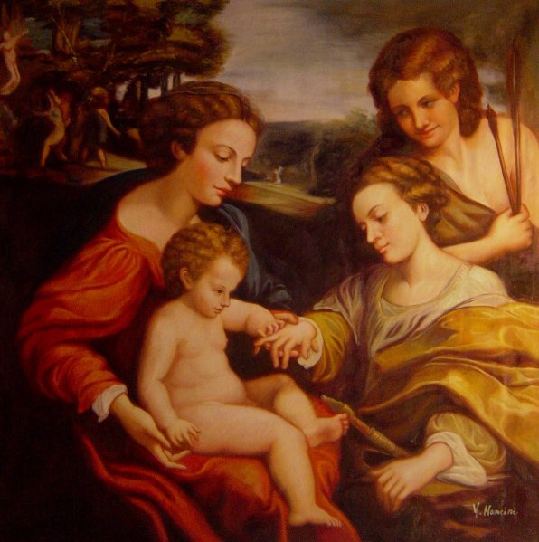 The Mystic Marriage Of St. Catherine. The painting by Correggio