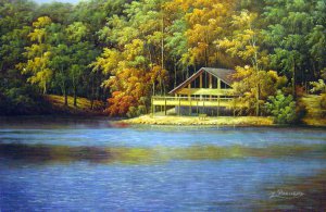 Our Originals, Country House On The Lake, Painting on canvas