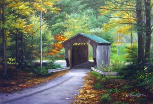 Our Originals, Covered Bridge In Autumn, Painting on canvas