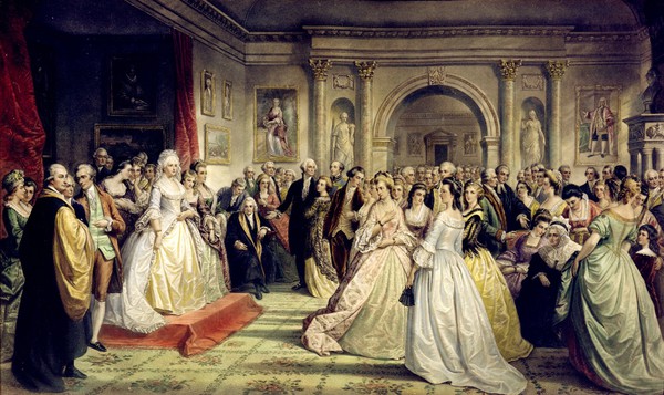 First Lady Martha Washington Arrives in the Capitol. The painting by Daniel Huntington