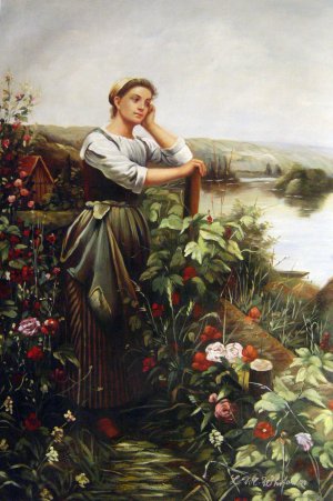 Daniel Ridgway Knight, A Pensive Moment, Painting on canvas