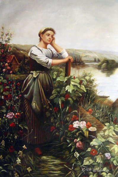 A Pensive Moment. The painting by Daniel Ridgway Knight