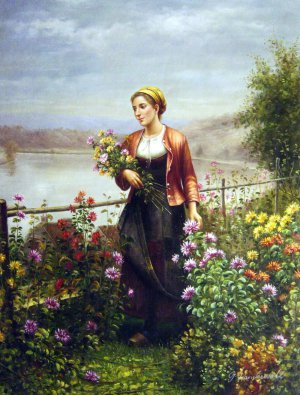 Daniel Ridgway Knight, A Woman In A Garden, Art Reproduction