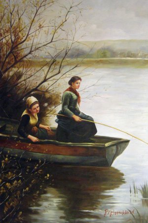 Boat Fishing, Daniel Ridgway Knight, Art Paintings