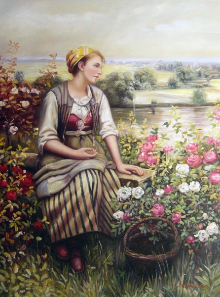 Daydreaming. The painting by Daniel Ridgway Knight