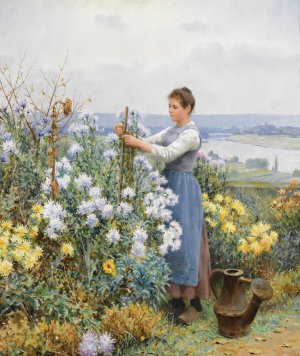 Daniel Ridgway Knight, Flowers, Painting on canvas