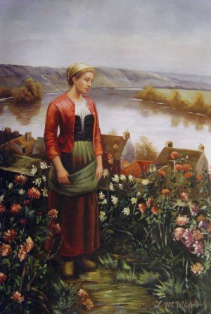 Reproduction oil paintings - Daniel Ridgway Knight - Garden Above The Seine, Rolleboise
