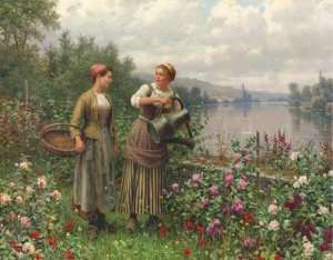 Reproduction oil paintings - Daniel Ridgway Knight - Madeleine and Maria on the Terrace