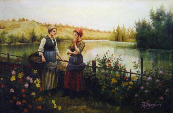 Stopping for Conversation. The painting by Daniel Ridgway Knight