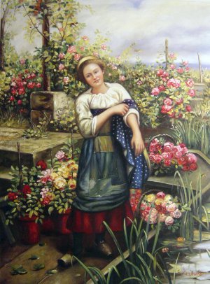 Daniel Ridgway Knight, The Flower Boat, Painting on canvas
