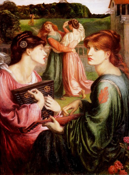 The Bower Meadow. The painting by Dante Gabriel Rossetti