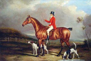 Famous paintings of Horses-Equestrian: A Huntsman And His Hounds