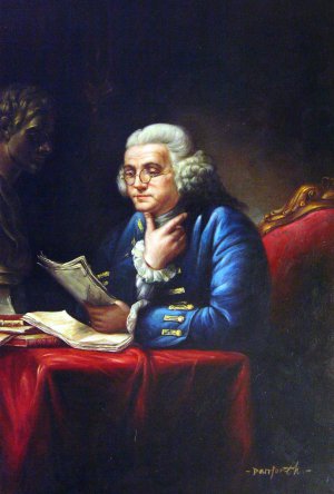 David Martin, Portrait Of Benjamin Franklin, Painting on canvas