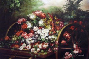 Desire De Keghel, A Cart Of Flowers, Painting on canvas