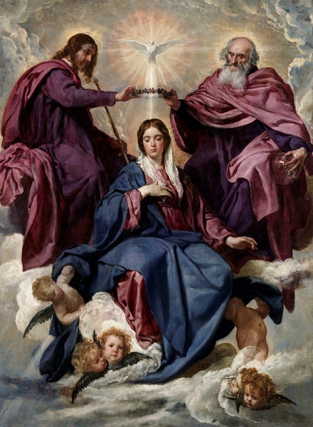 Coronation of the Virgin . The painting by Diego Velazquez