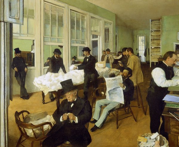 A Cotton Office in New Orleans. The painting by Edgar Degas