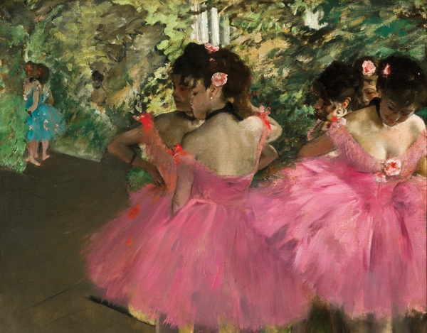 A Group of Dancers in Pink. The painting by Edgar Degas
