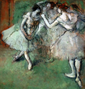 Deux Femmes Nues, Les Bras Leves oil painting reproduction by Edgar Degas 