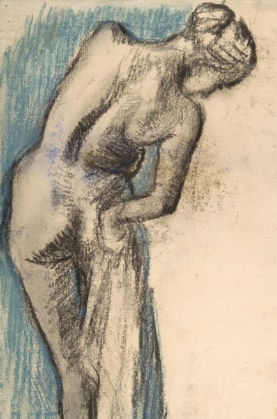 Bather Drying Herself. The painting by Edgar Degas