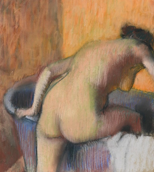 Bather Stepping into a Tub. The painting by Edgar Degas