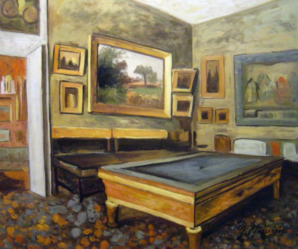 Billiards Room At Menil-Hubert. The painting by Edgar Degas