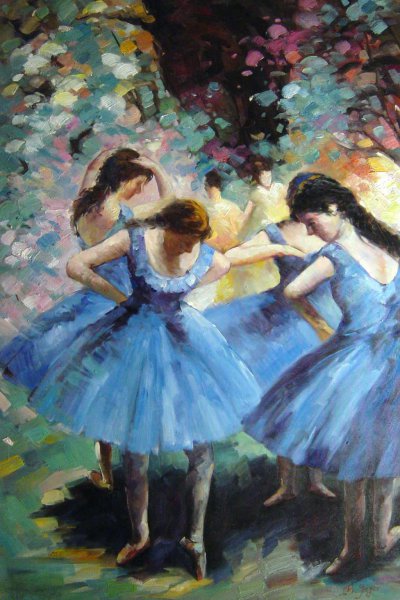 Blue Dancers. The painting by Edgar Degas