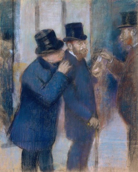 Portraits at the Stock Exchange. The painting by Edgar Degas