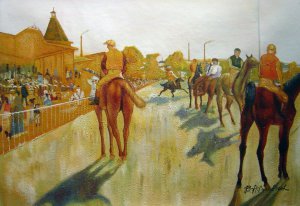 Edgar Degas, Racehorses Before The Stands, Painting on canvas