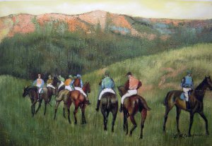 Edgar Degas, Racehorses In A Landscape, Painting on canvas