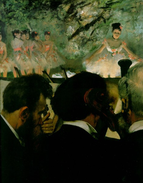 The Musicians in the Orchestra . The painting by Edgar Degas