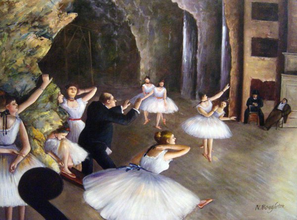 The Rehearsal On Stage. The painting by Edgar Degas