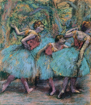 Famous paintings of Dancers: Three Dancers (Blue Tutus, Red Bodices)