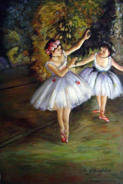 Two Dancers On The Stage. The painting by Edgar Degas