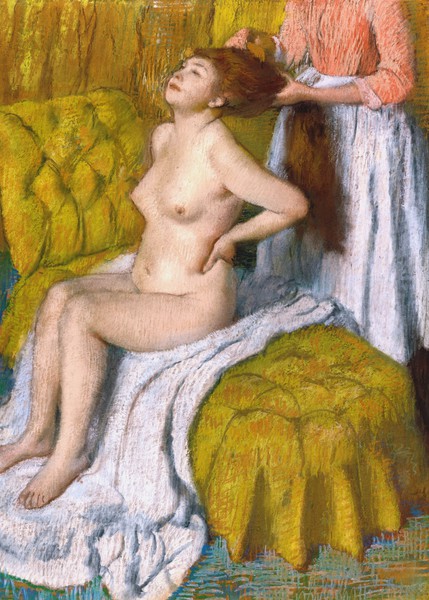 Woman Having Her Hair Combed. The painting by Edgar Degas