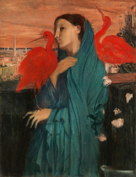 Young Woman with Ibis. The painting by Edgar Degas