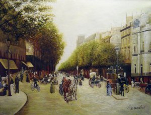 Le Boulevard des Italiens, Edmond-Georges Grandjean, Art Paintings